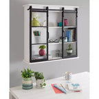 Kate & Laurel All Things Decor Armoire murale décorative en bois Barnhardt 30 po x 28 po avec 2 portes coulissantes en verre blanc : 3 niveaux de rangement