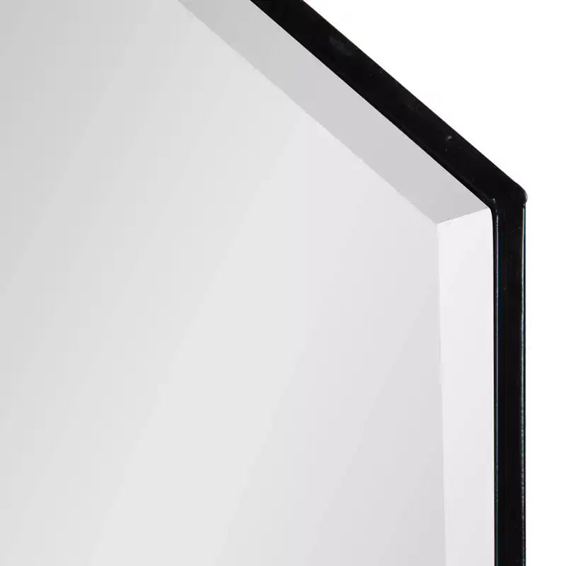 Miroir mural hexagonal en métal 25x107cm – Noir moderne, aucun assemblage requis, fixation murale