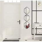 Miroir mural hexagonal en métal 25x107cm – Noir moderne, aucun assemblage requis, fixation murale