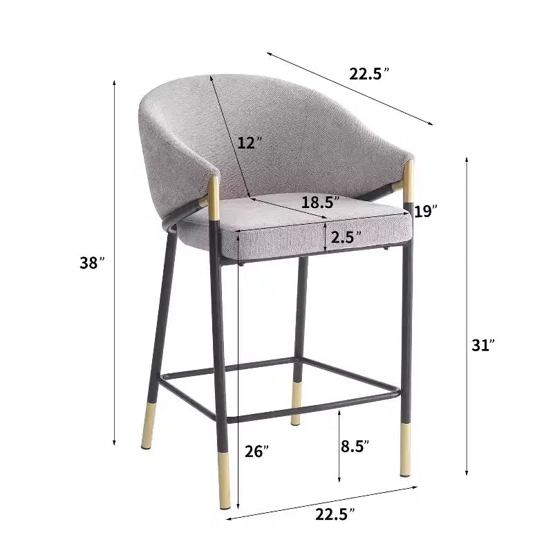 Christopher Knight Home Kalysta Tabourets de comptoir rembourrés en métal moderne avec accoudoirs incurvés (lot de 2)