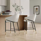 Christopher Knight Home Kalysta Tabourets de comptoir rembourrés en métal moderne avec accoudoirs incurvés (lot de 2)