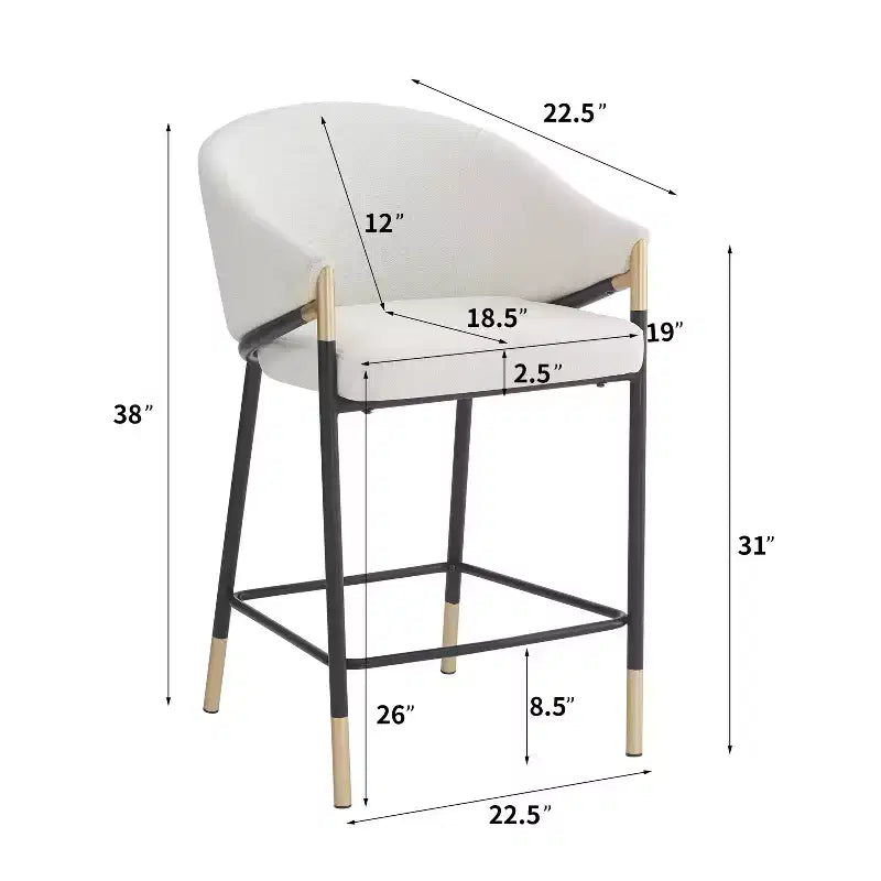 Christopher Knight Home Kalysta Tabourets de comptoir rembourrés en métal moderne avec accoudoirs incurvés (lot de 2)