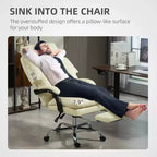 Fauteuil de bureau rembourré, chaise de bureau à dossier haut avec repose-pieds, fauteuil d'ordinateur inclinable en cuir PU