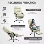 Fauteuil de bureau rembourré, chaise de bureau à dossier haut avec repose-pieds, fauteuil d'ordinateur inclinable en cuir PU