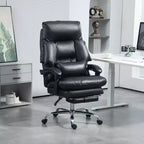 Fauteuil de bureau rembourré, chaise de bureau à dossier haut avec repose-pieds, fauteuil d'ordinateur inclinable en cuir PU