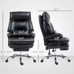 Fauteuil de bureau rembourré, chaise de bureau à dossier haut avec repose-pieds, fauteuil d'ordinateur inclinable en cuir PU