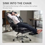 Fauteuil de bureau rembourré, chaise de bureau à dossier haut avec repose-pieds, fauteuil d'ordinateur inclinable en cuir PU