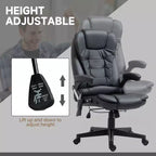 Fauteuil de bureau massant, Fauteuil d'ordinateur inclinable et chauffant avec 6 points de vibration, accoudoir et télécommande