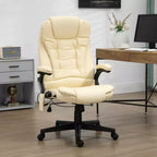Fauteuil de bureau massant, Fauteuil d'ordinateur inclinable et chauffant avec 6 points de vibration, accoudoir et télécommande