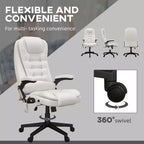 Fauteuil de bureau massant, Fauteuil d'ordinateur inclinable et chauffant avec 6 points de vibration, accoudoir et télécommande