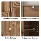 Meuble de rangement 2 portes avec motif gravé – Bahut d'appoint moderne, Noyer