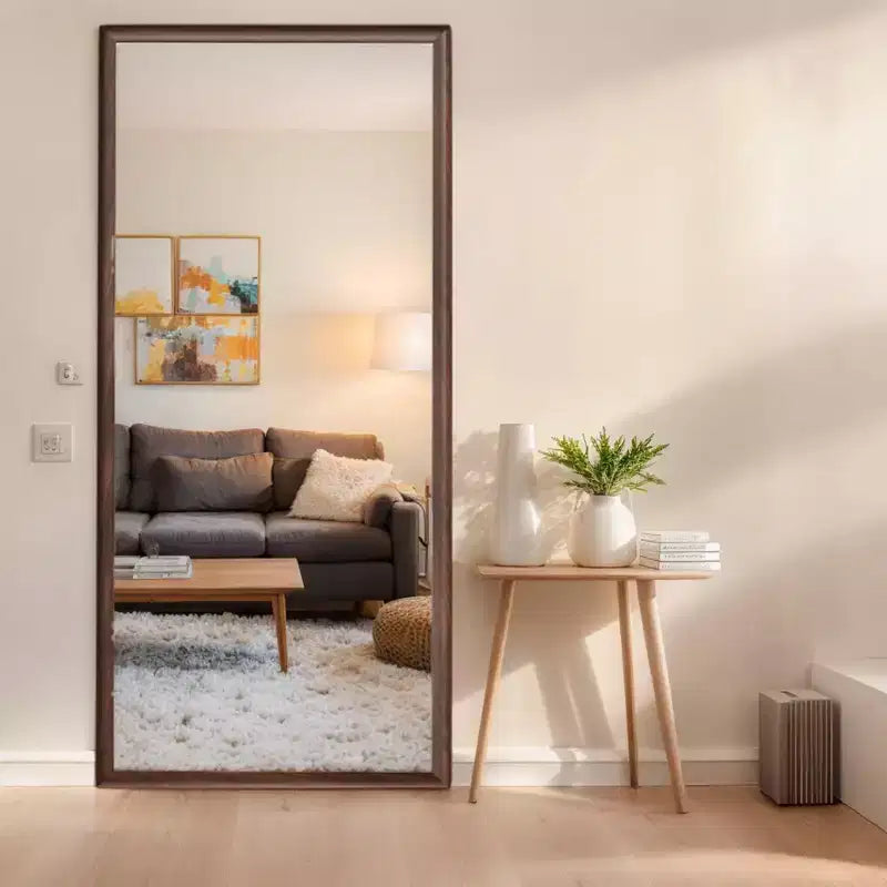 Miroir rectangulaire pleine longueur de 70 pouces avec cadre en bois – Style contemporain