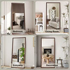 Miroir rectangulaire pleine longueur de 70 pouces avec cadre en bois – Style contemporain