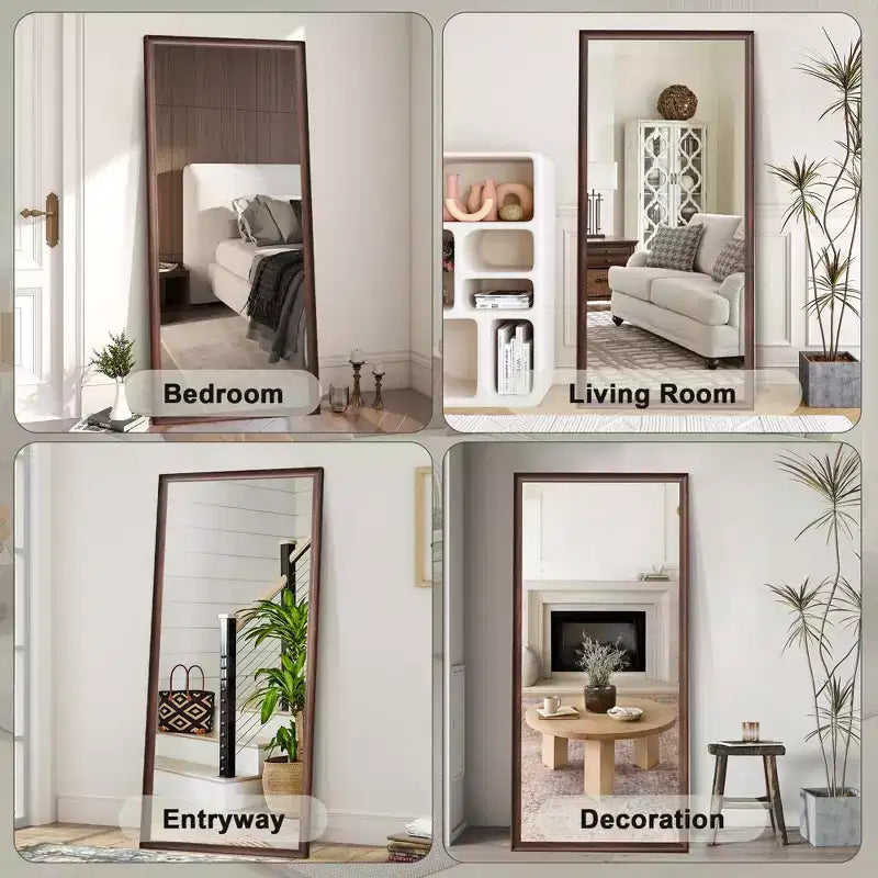 Miroir rectangulaire pleine longueur de 70 pouces avec cadre en bois – Style contemporain