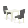 HomeStock 3-Piece Linen White Finish Solid Wood Top Dining Table Set