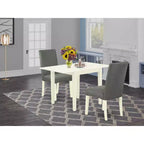 Ensemble de salle à manger 3 pièces en bois massif blanc cassé avec 2 chaises