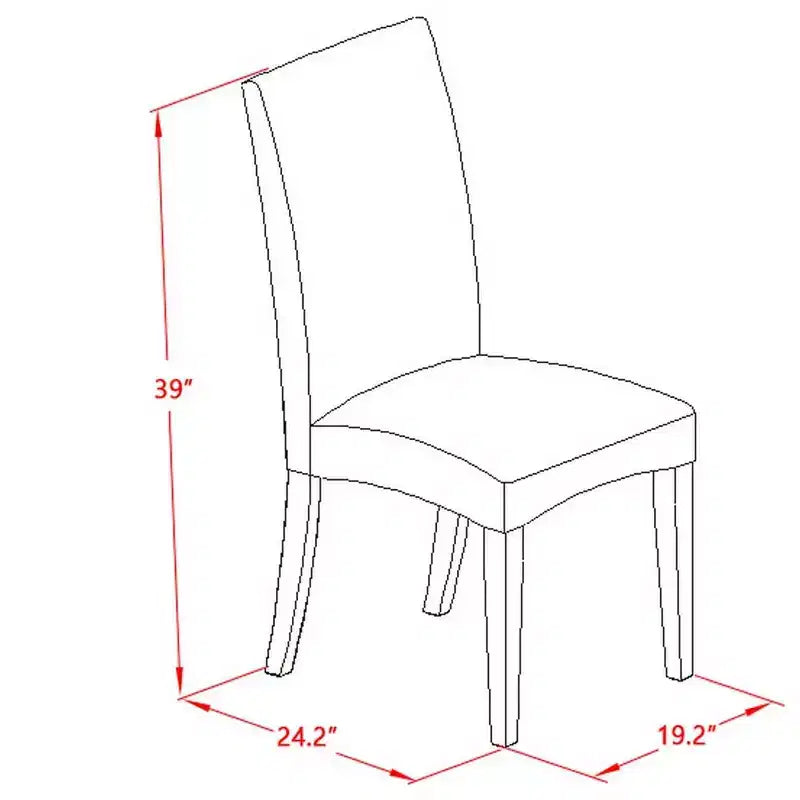 Ensemble de salle à manger 3 pièces en bois massif blanc cassé avec 2 chaises