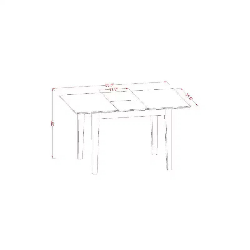 Ensemble de table à manger rectangulaire en bois massif blanc cassé 3 pièces avec rallonge papillon
