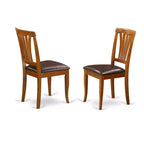 Table à manger 7 pièces ovale en bois massif finition brun selle avec 6 chaises avec
