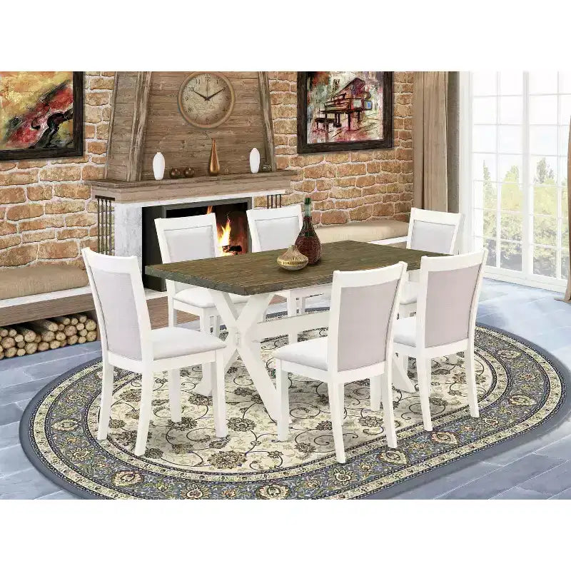 Ensemble table à manger 5 pièces en acajou massif avec 4 chaises à dossier à barreaux