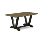 Table à manger 5 pièces en bois massif jacobéen vieilli avec 4 chaises