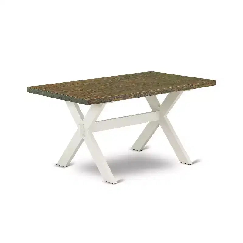 Ensemble de salle à manger 6 pièces en bois massif Jacobean vieilli avec banc et 4 chaises