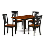 HomeStock 5-Pc Black and Cherry Finish Solid Wood Top-Dining Room Set-Seats 4
