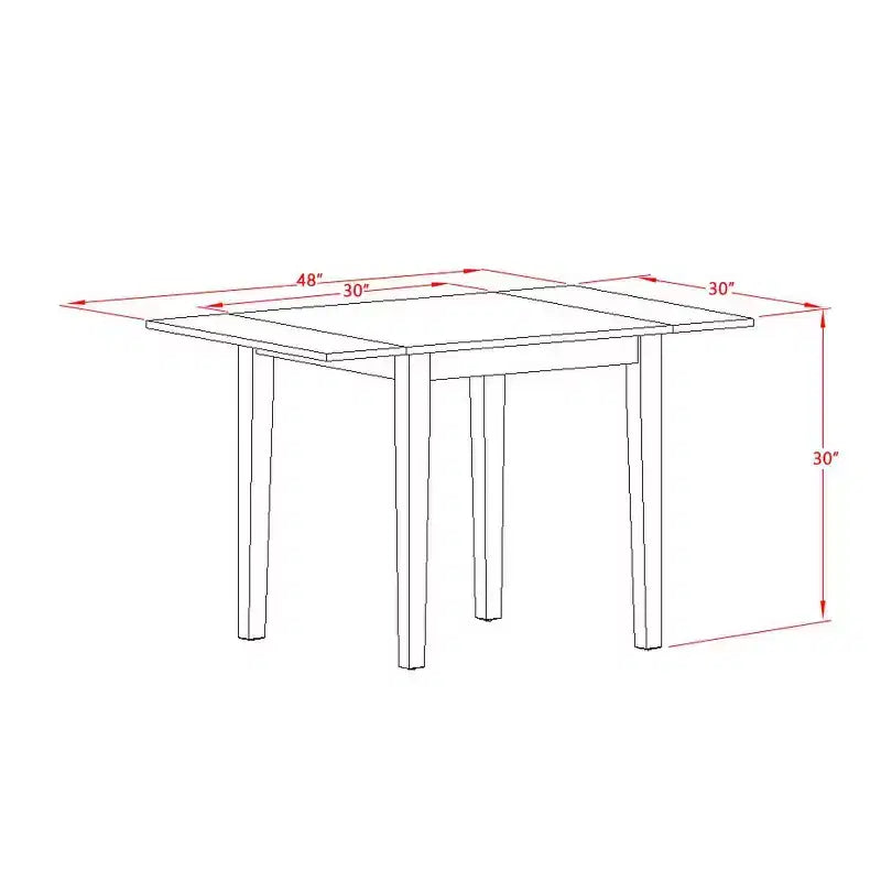 Ensemble de salle à manger 5 pièces en bois massif noir et cerisier – 4 places