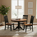 Kitchen Table Set 5 Piece - Round Dining Table & Chairs - Rustic Design - Black Cherry Finish - 42 Inch