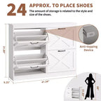 41Meuble à chaussures avec 4 tiroirs basculants, meuble à chaussures moderne style ferme avec étagères réglables, organisateur autoportant étroit pour salon, chambre à coucher