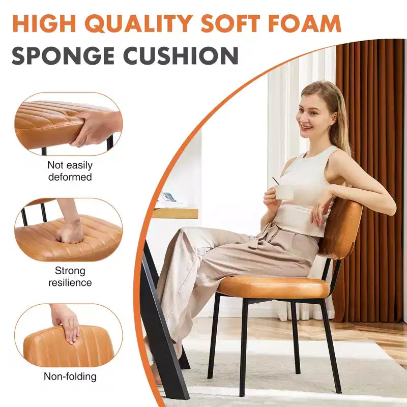 Chaises de bureau sans accoudoirs Bestier, chaises d'appoint de salon rembourrées de style moderne du milieu du siècle avec assise en similicuir