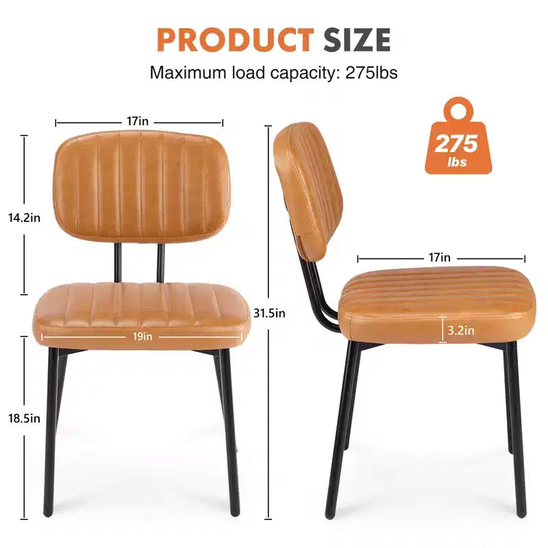 Chaises de bureau sans accoudoirs Bestier, chaises d'appoint de salon rembourrées de style moderne du milieu du siècle avec assise en similicuir