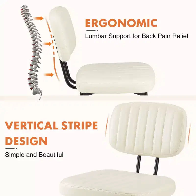 Chaises de bureau sans accoudoirs Bestier, chaises d'appoint de salon rembourrées de style moderne du milieu du siècle avec assise en similicuir