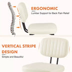 Chaises de bureau sans accoudoirs Bestier, chaises d'appoint de salon rembourrées de style moderne du milieu du siècle avec assise en similicuir