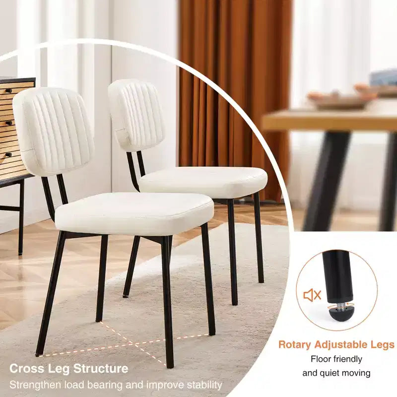 Chaises de bureau sans accoudoirs Bestier, chaises d'appoint de salon rembourrées de style moderne du milieu du siècle avec assise en similicuir