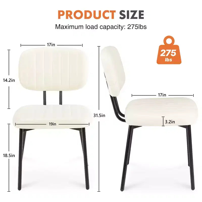 Chaises de bureau sans accoudoirs Bestier, chaises d'appoint de salon rembourrées de style moderne du milieu du siècle avec assise en similicuir