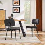 Chaises de bureau sans accoudoirs Bestier, chaises d'appoint de salon rembourrées de style moderne du milieu du siècle avec assise en similicuir