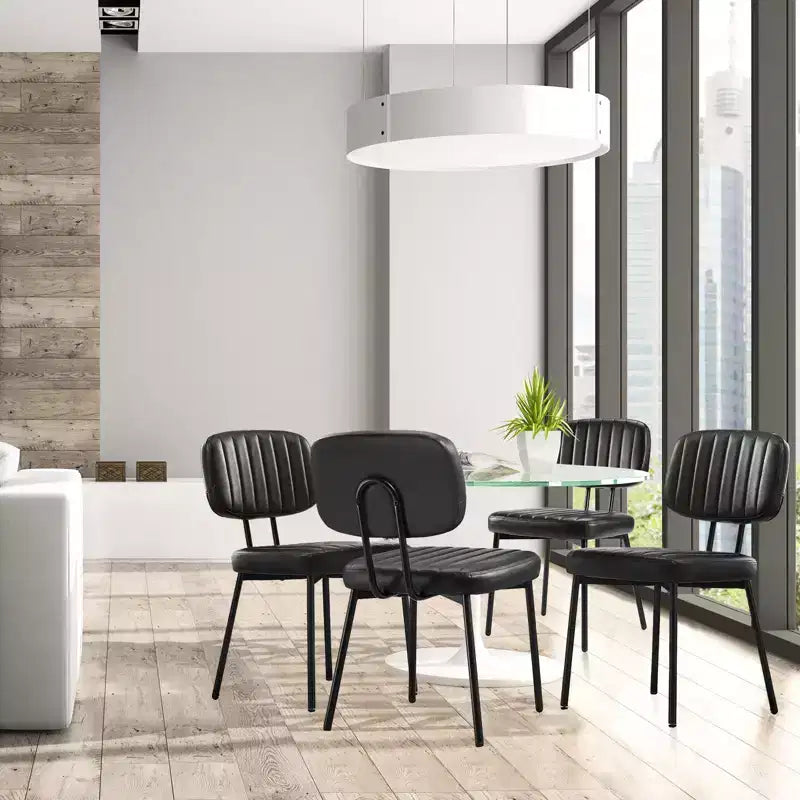 Chaises de bureau sans accoudoirs Bestier, chaises d'appoint de salon rembourrées de style moderne du milieu du siècle avec assise en similicuir