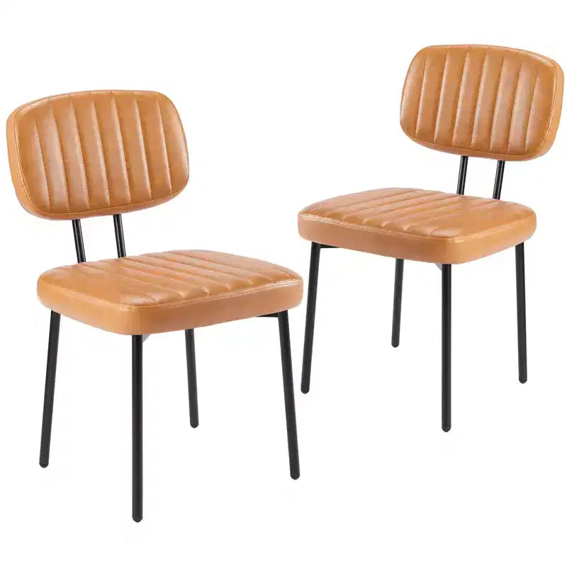 Chaises de bureau sans accoudoirs Bestier, chaises d'appoint de salon rembourrées de style moderne du milieu du siècle avec assise en similicuir