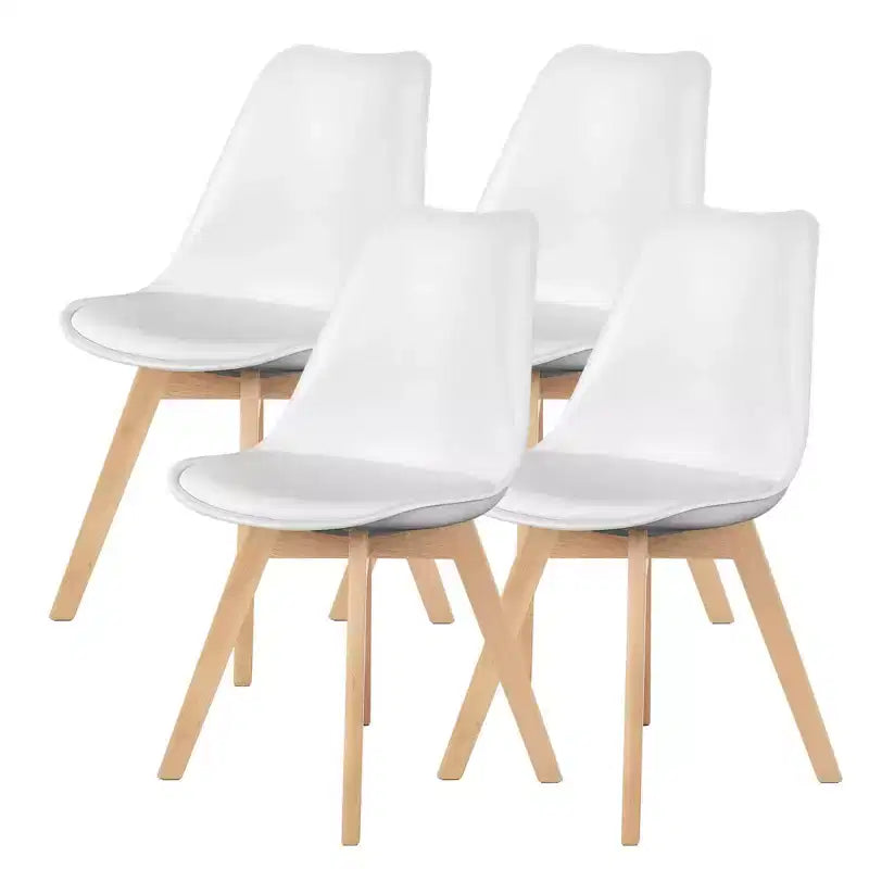 Chaises de bureau Bestier sans accoudoirs en cuir PU avec pieds en bois, lot de 4 pour bureau à domicile, salon