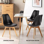 Chaises de bureau Bestier sans accoudoirs en cuir PU avec pieds en bois, lot de 4 pour bureau à domicile, salon