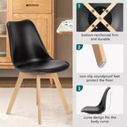 Chaises de bureau Bestier sans accoudoirs en cuir PU avec pieds en bois, lot de 4 pour bureau à domicile, salon