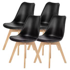 Chaises de bureau Bestier sans accoudoirs en cuir PU avec pieds en bois, lot de 4 pour bureau à domicile, salon