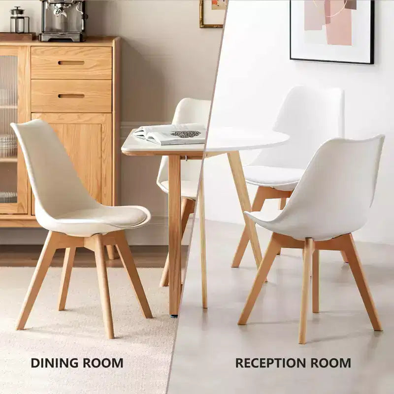 Chaises de bureau Bestier sans accoudoirs en cuir PU avec pieds en bois, lot de 4 pour bureau à domicile, salon