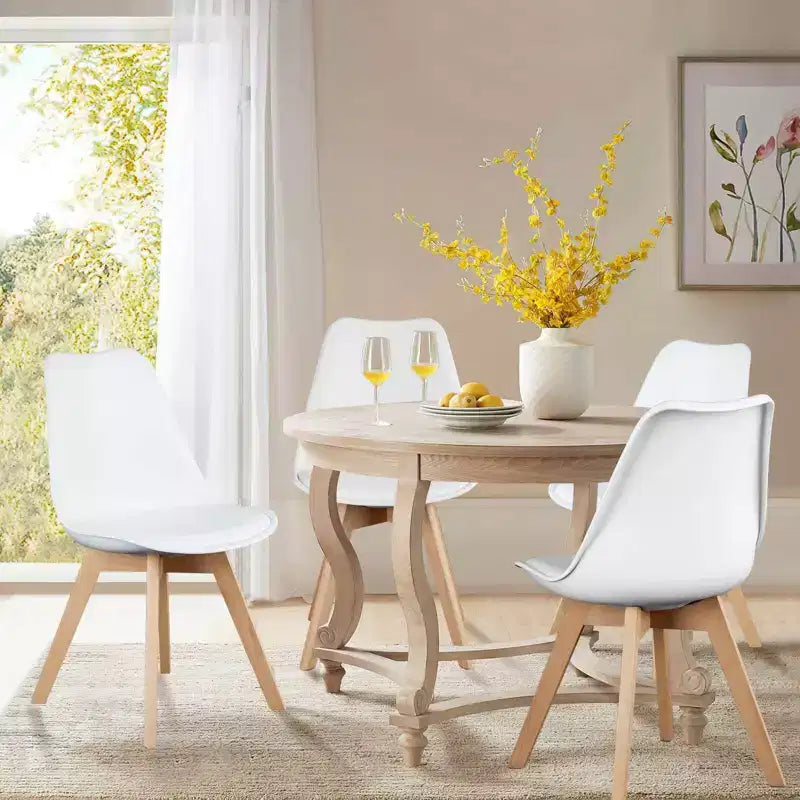 Chaises de bureau Bestier sans accoudoirs en cuir PU avec pieds en bois, lot de 4 pour bureau à domicile, salon
