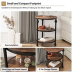 Table d'appoint ronde à trois niveaux, parfaite pour décorer les petits salons. Dotée de pieds en métal, elle convient aux chambres et aux salons.