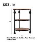 Table d'appoint ronde à trois niveaux, parfaite pour décorer les petits salons. Dotée de pieds en métal, elle convient aux chambres et aux salons.