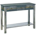 Console – Chêne antique et bleu sarcelle, accent élégant pour entrée