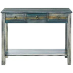 Console – Chêne antique et bleu sarcelle, accent élégant pour entrée