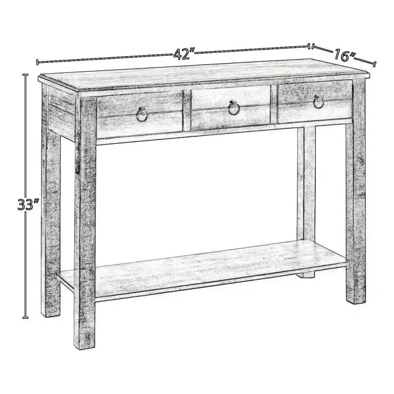Console – Chêne antique et bleu sarcelle, accent élégant pour entrée